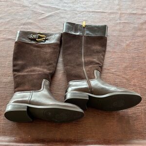 Vince Camuto Dark Brown Leather and Suede Heeled Boots